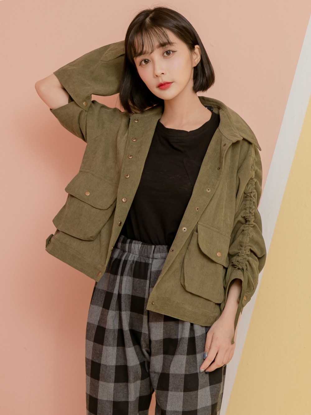  Joanne x CLA 軍綠不對稱造型袖外套