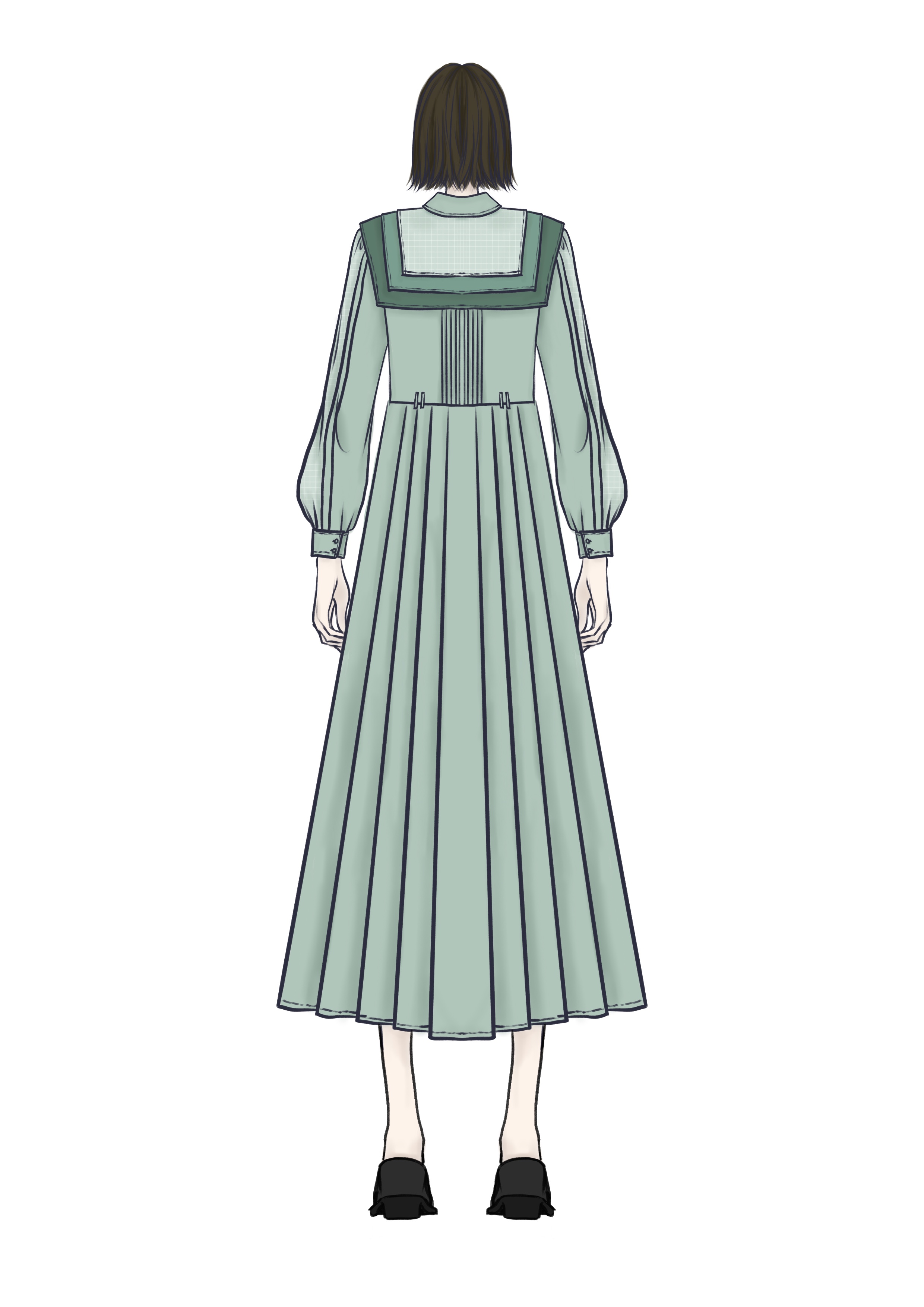 青釉百摺襯衫裙