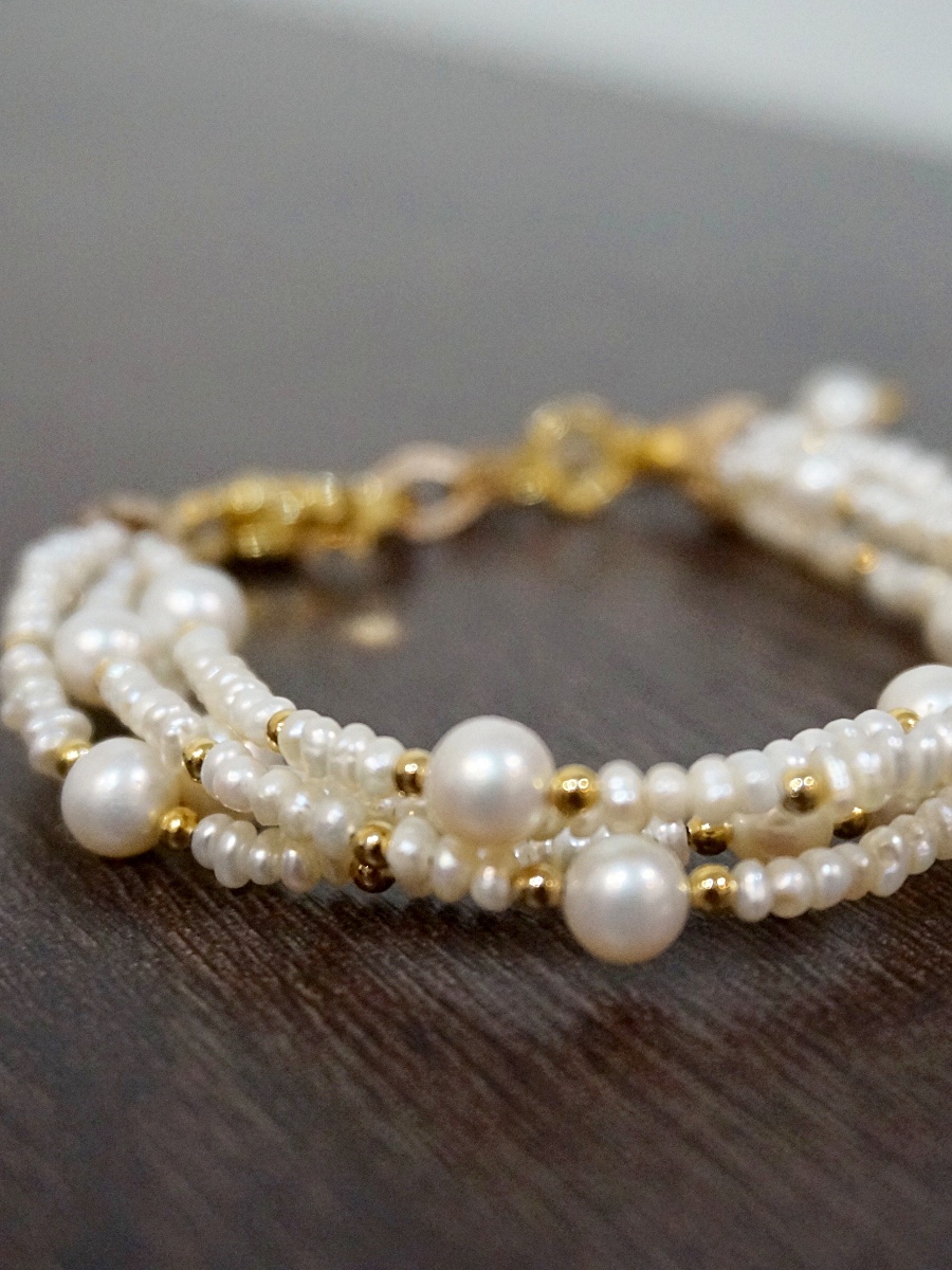 唯美古典層次珍珠串手鍊