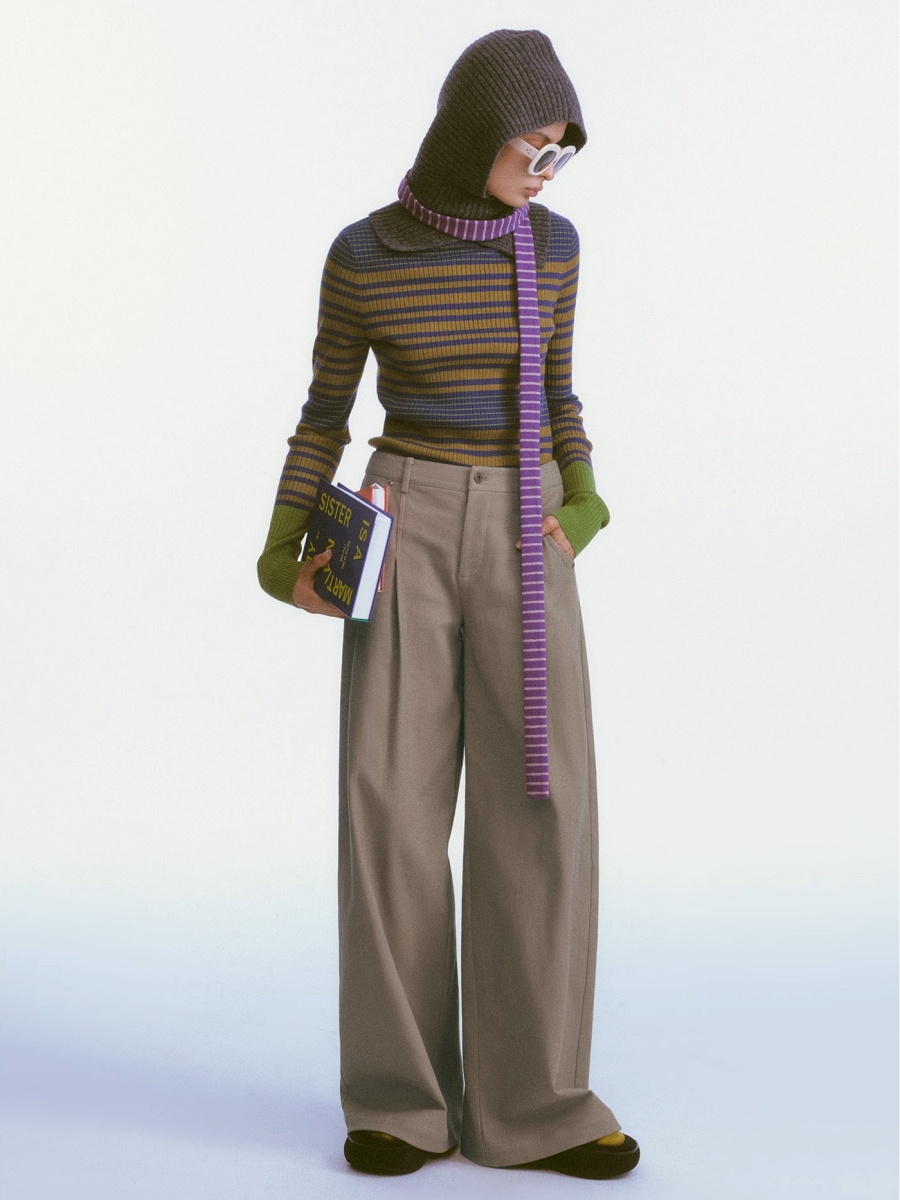 Demode｜Dopamine Colorful Pressed Loose Wide Leg Pants