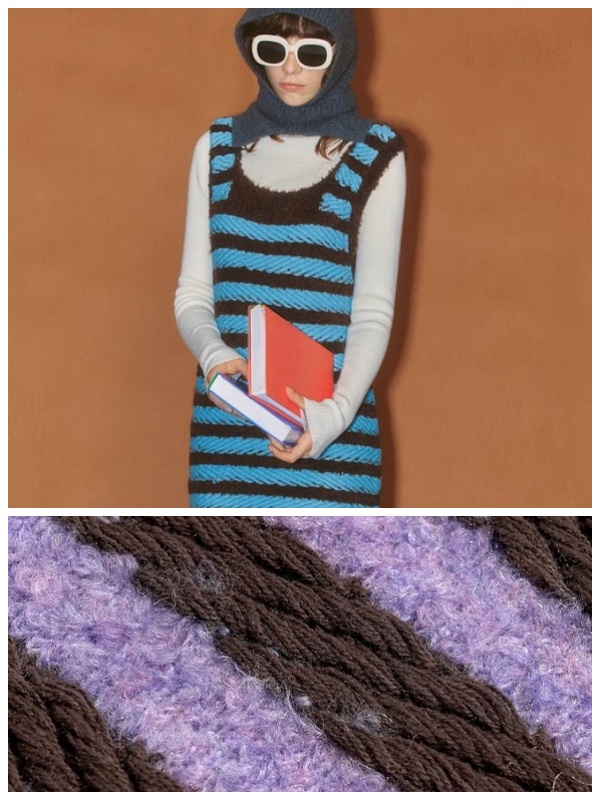 Demode｜Retro Blue Striped Camisole Knitted Dress