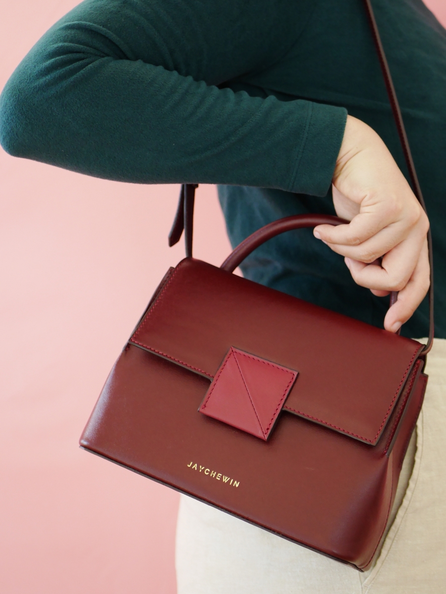 Cable Flap Bag｜Burgundy Red